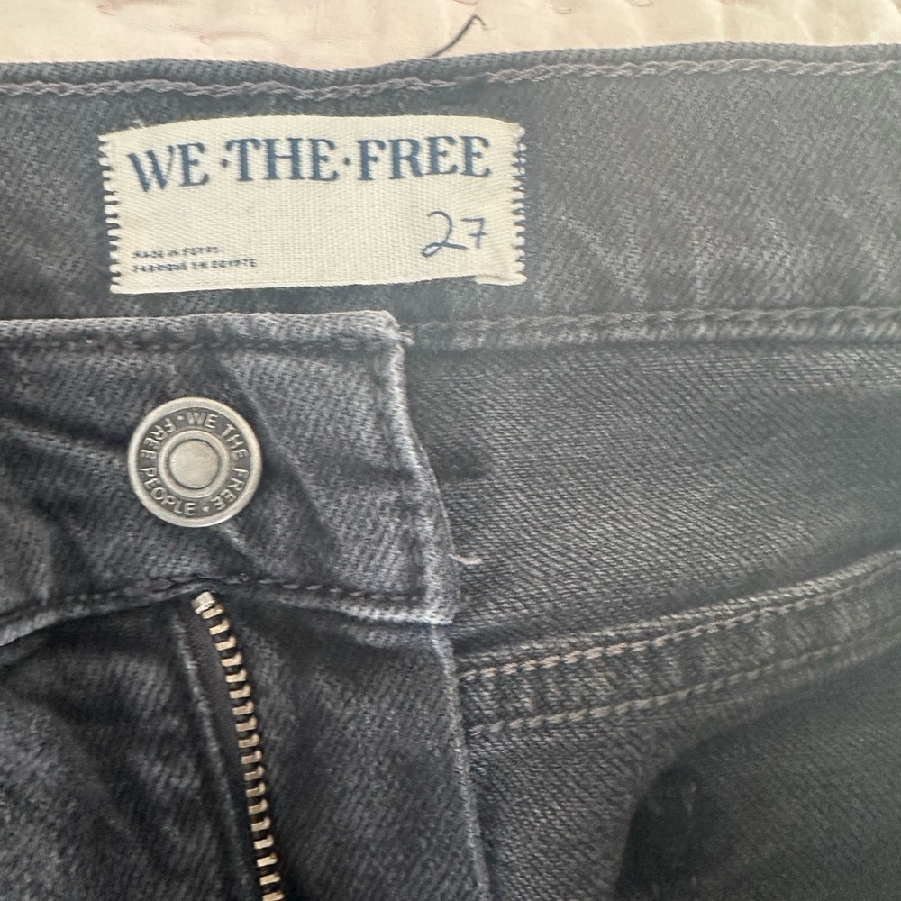 Free People Black Straight Leg Jeans with Frayed Hem size 27 - Picture 4 of 4